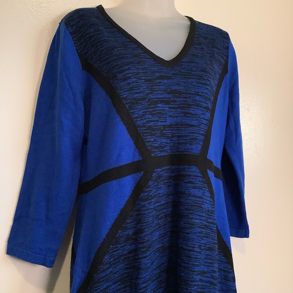Calvin‎ Klein Cobalt Blue V Neck Sweater Dress Size Large